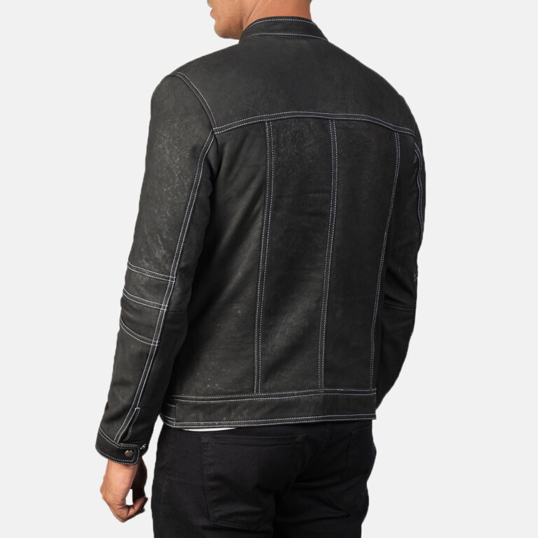 Mens Youngster Distressed Black Leather Biker Jacket6507-8-1569245501074